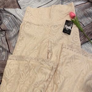 Rock 47 by Wrangler ladies flowy lace flare leg pants with lining.